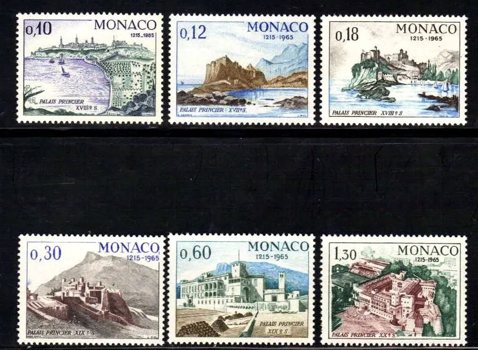 Monaco Post Stamps Postage Y1966 Royal Palace Building 750 Anniversary 6 New Collectible Postage Stamps Material For Scrapbook