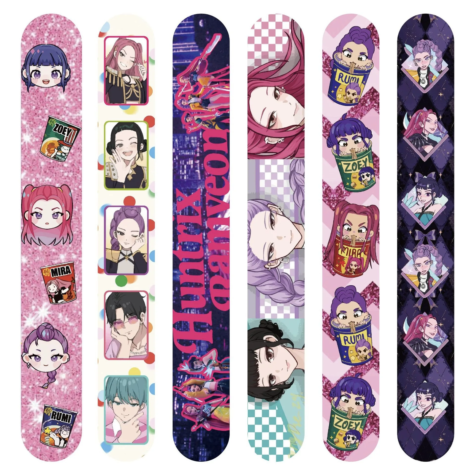 12PCS K-POP Demon Hunters Snap Bracelet Set, HUNTR/X Snap Wrap Hand Band for Kids, PVC Slap Bracelet Party Favors, Anime Toy