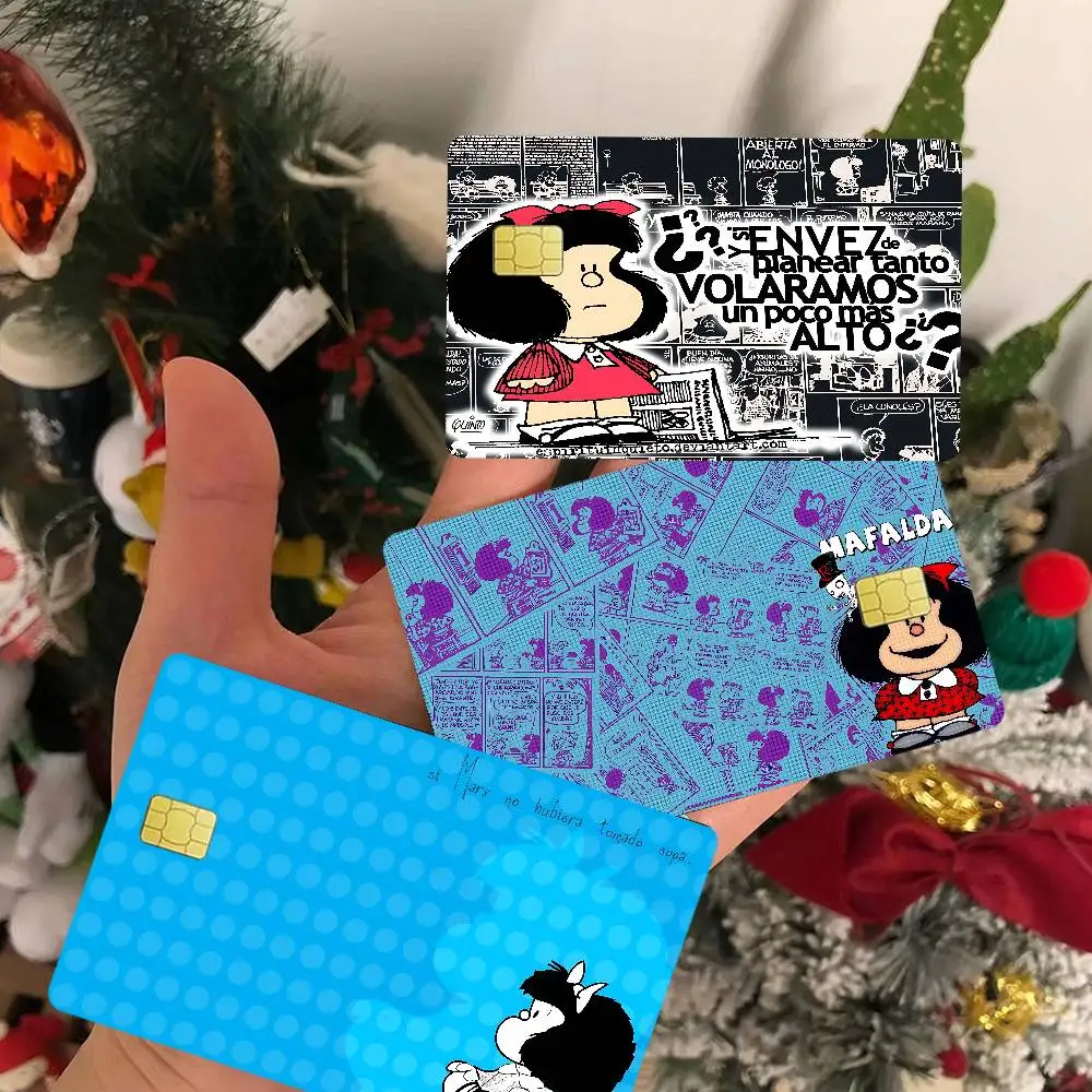 M-Mafalda Girl Game Film Cover Sticker Case for Small Chip Credit Debit Card Front Side