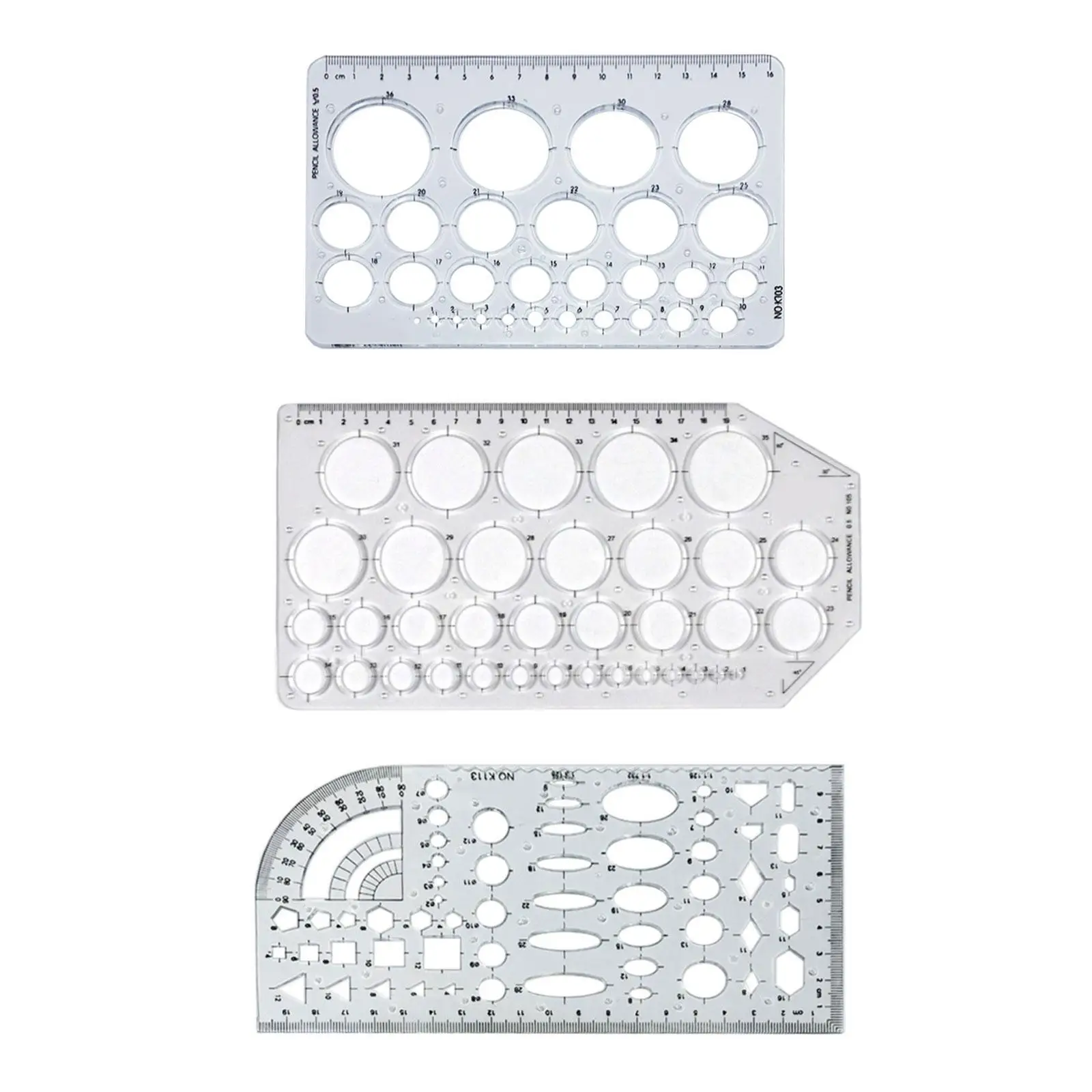 Multifunctional Geometric Ruler Drawing Template Measuring Ruler Circle Round Stencil Templates for Writing Office Building