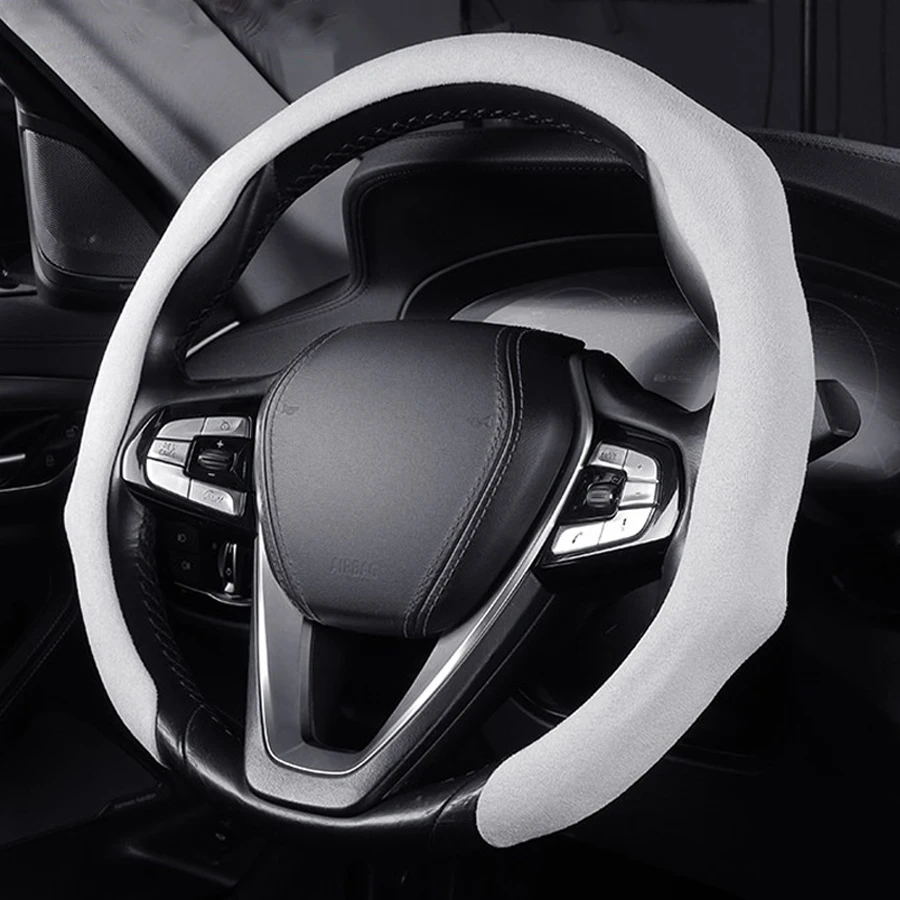

5D Sport Style Suede Car Steering Wheel Cover Booster Cover For Tesla Model 3 Model Y Model X Car Interior Accessories Styling