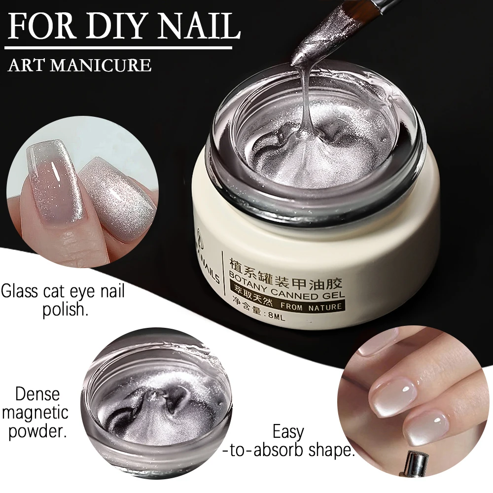 8ml Lucido Ad Alta Densità Occhio di Gatto Gel Magnetico Smalto Per Unghie Porcellana Lucida Perlina di Vetro Gel Per Unghie UV LED Soak Off Vernice per Manicure