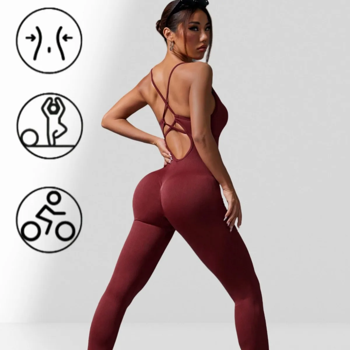 Pad Women Yoga Suit Seamless Sporty Jumpsuits One-piece Gym Bodysuit Fitness Cross Back Outfits Workout Clothing