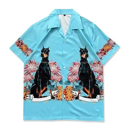 Fixed Print Hawaiian Shirts Men Summer Button Down Collar Vintage Men's Shirts Short Sleeve