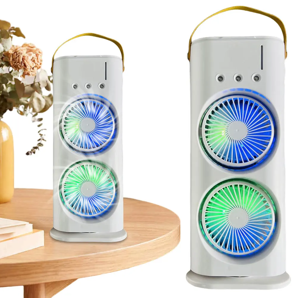 

Double-Headed Portable Air Cooler 3 Speeds Rechargeable/USB Silent Air Conditioning Electric Fan with Remote for Office