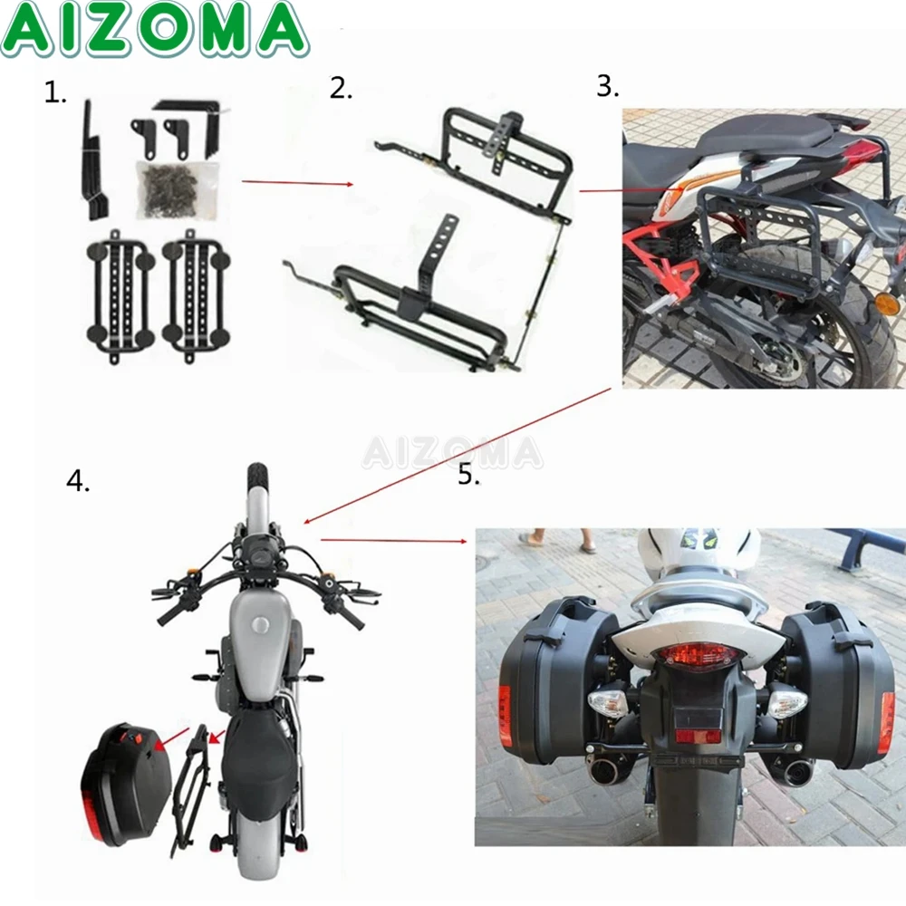 20L Motorcycle Universal Side Cases 2pcs Tail Pannier Luggage Cargo Box for Kawasaki Honda NC750X Yamaha BMW Suzuki Vstorm DL650