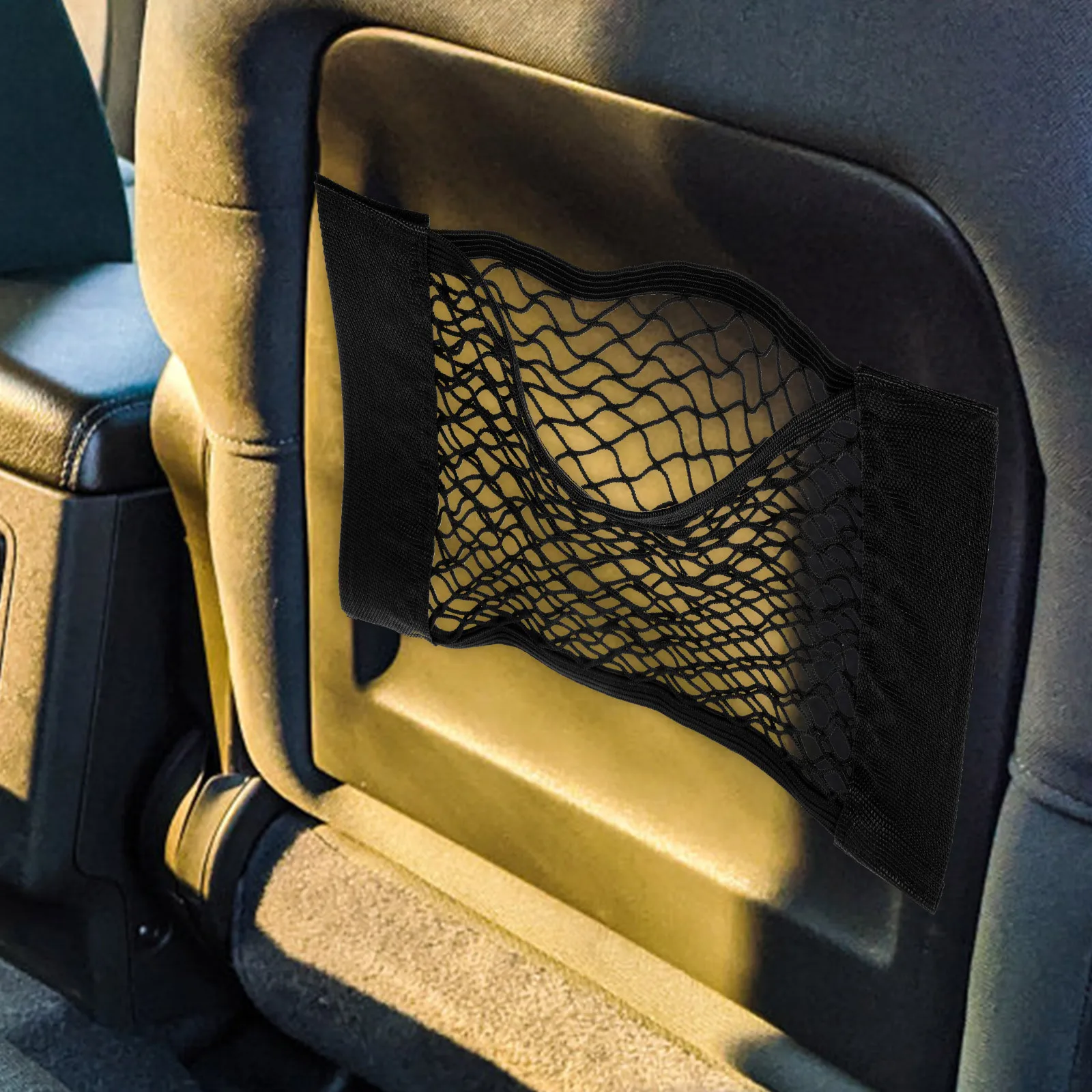 

2Pcs Car Front Seat Storage Nets Organizer Elastic Mesh Net Trunk Bag Universal Auto Organizers Pockets for Mobile Phones Water