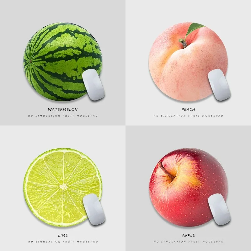 Fresh Simulated Fruit Fun Round Mouse Pad - Office Computer Desk Mat