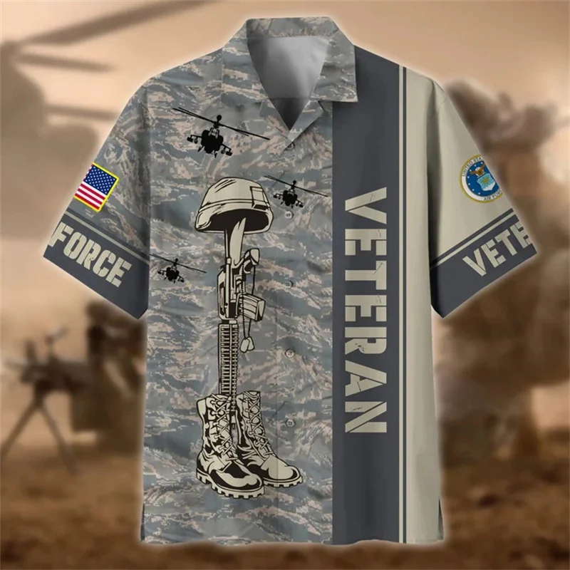 3D United States Soldier Veterans Armys estampa camisas curtas para mulheres, Harajuku Y2k roupas havaianas, moda infantil, novo, verão