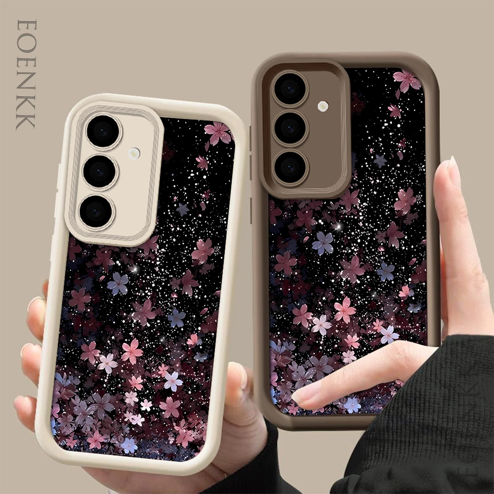 Sakura Leaf Silicone Phone Case For Samsung Galaxy S23 S22 S21 S25 S24 S20 Ultra FE A35 A15 A25 A55 Note 20 Plus 5G Soft Cover