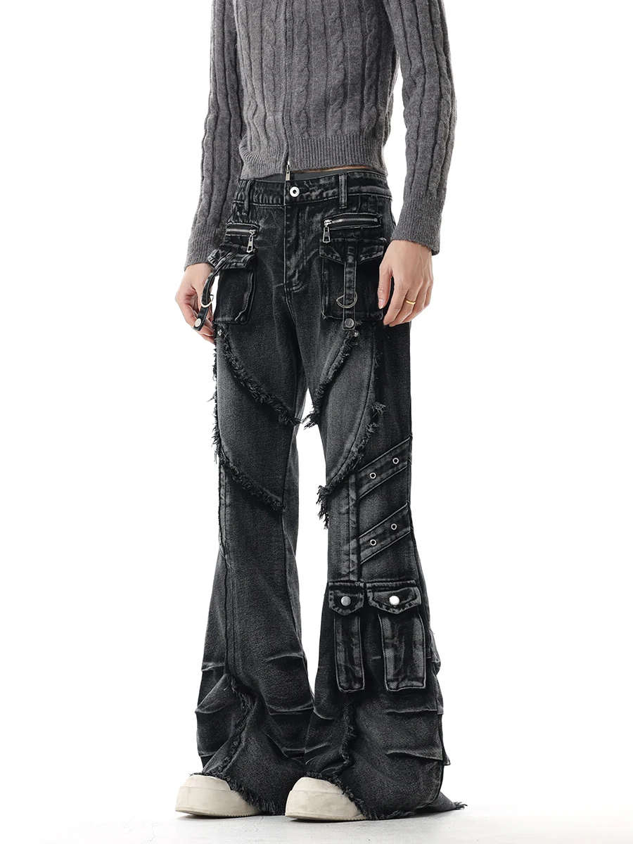 

Мужские джинсы Boyue Heavy Industry Street Sle, расклешенные ноги, повседневные свободные джинсовые брюки Bootcut для подростков и взрослых