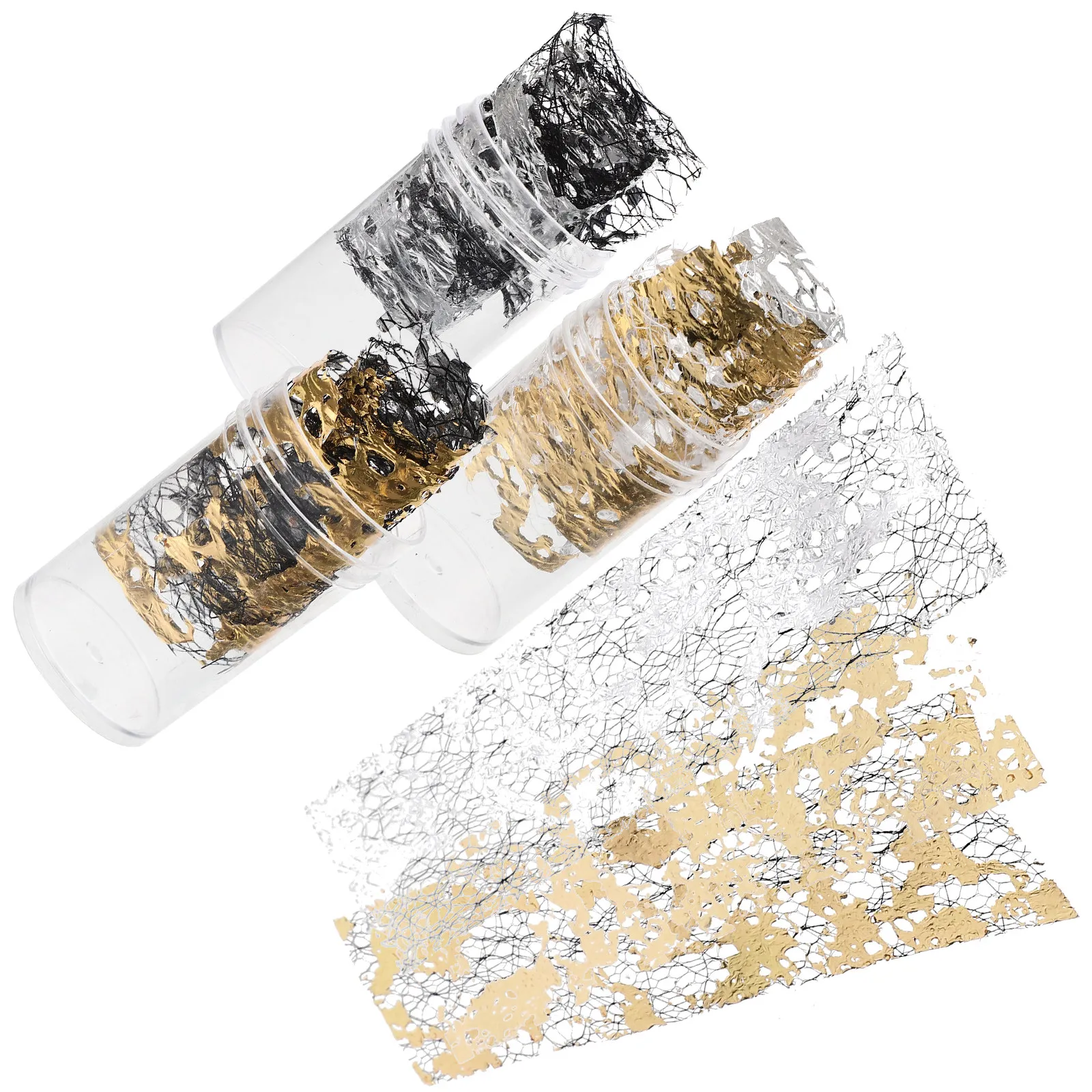 6Pcs Exquisite Nail Art Foil Stickers Imitation Gold Silver Copper Foil Flakes for Nail Design Manicure Glitter Ornaments