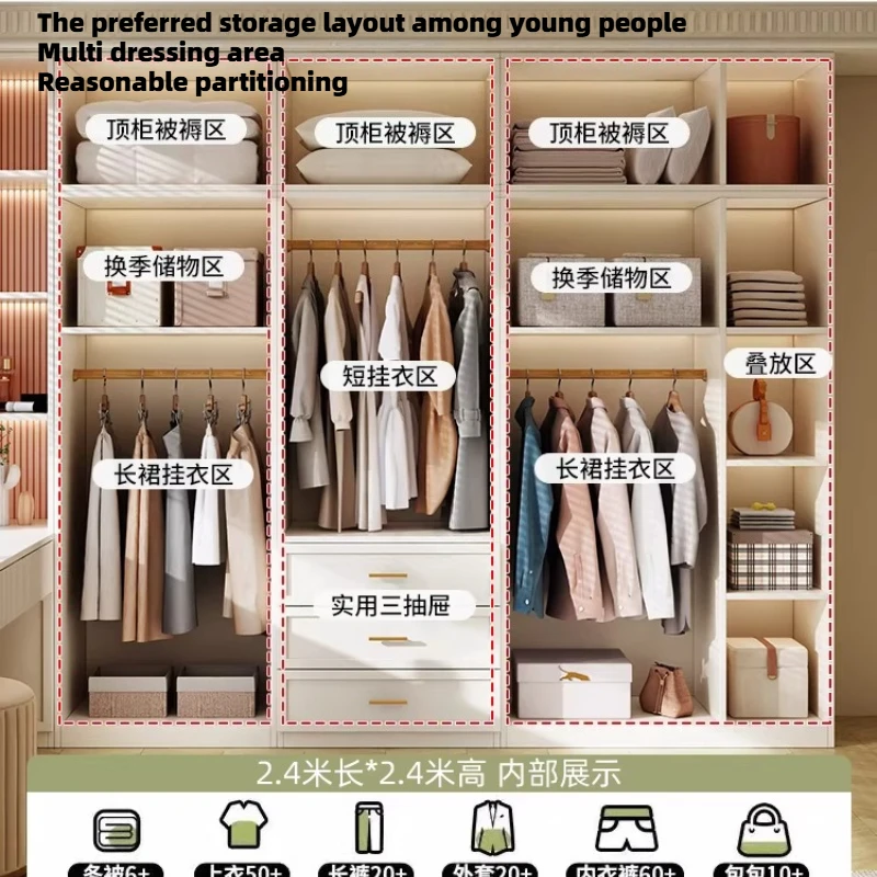 Bedroom Storage Wardrobe Closet For Clothes Organizer Shelves Wooden Wardrobes Comforter Dressing Rooms House Home Furniture