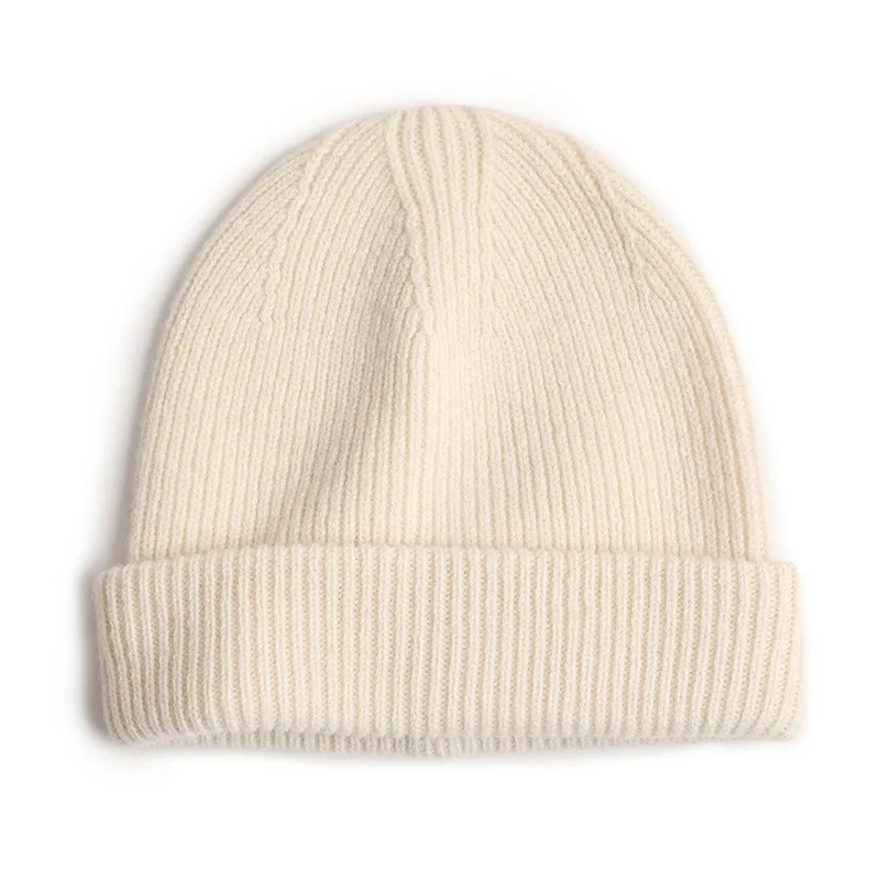 

100% Lamb Wool Beanie Winter Hat Women Men Knitted Caps Ski Hats