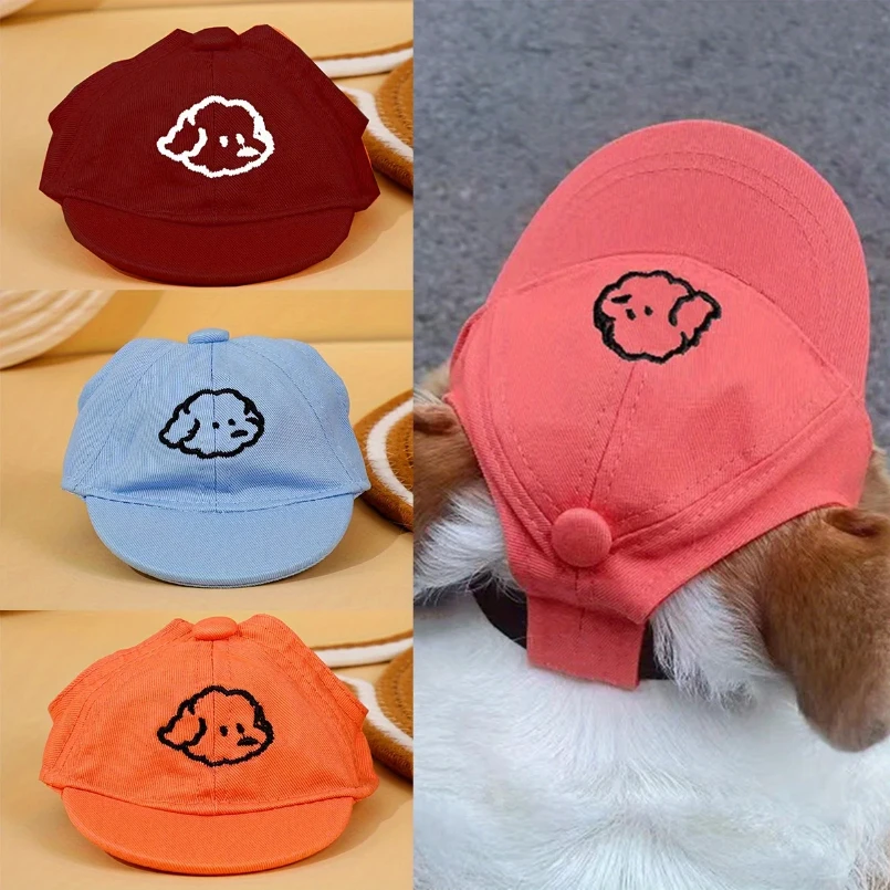 

Dog Sun Hat adorable with Cartoon Dog Embroidery Design,Adjustable Sun Hat for Small&Medium Cats and Dogs,Keeping Pet Fashion