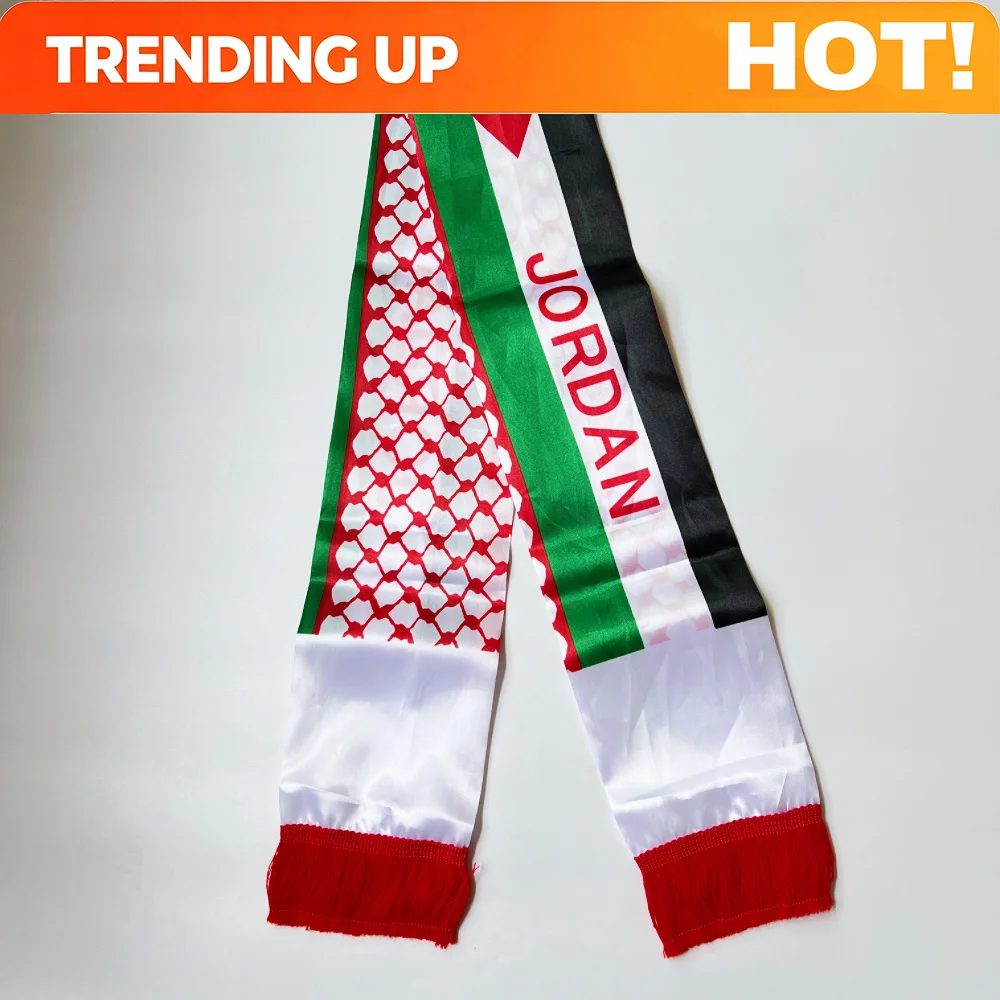 Customize Jordan scarf 14*130cm Jordan flag Custom Scarf football team Scarf Printing Satin Jordan banner