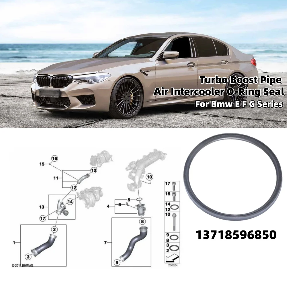 1PCS Engine Turbo Boost Pipe Air Intercooler O-Ring Seal Car Condenser Hose Pipe Seal Gasket 13718596850 For Bmw E F G Series