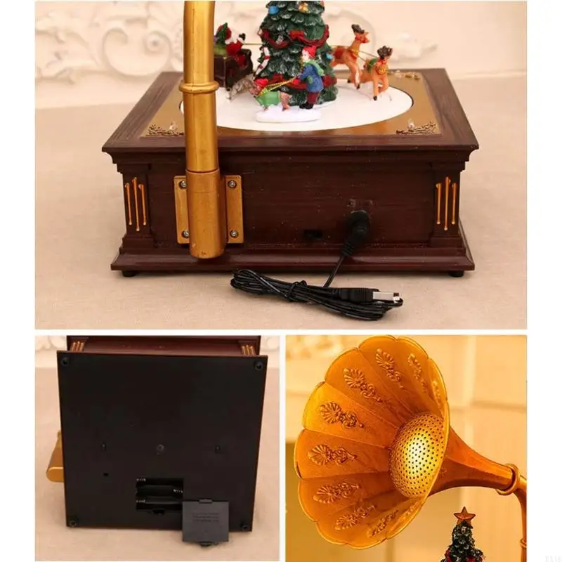 

KX4B Christmas Turntables with Sparkling Light Bands and Music Stylish Home Decorations and Gift Party Decoration