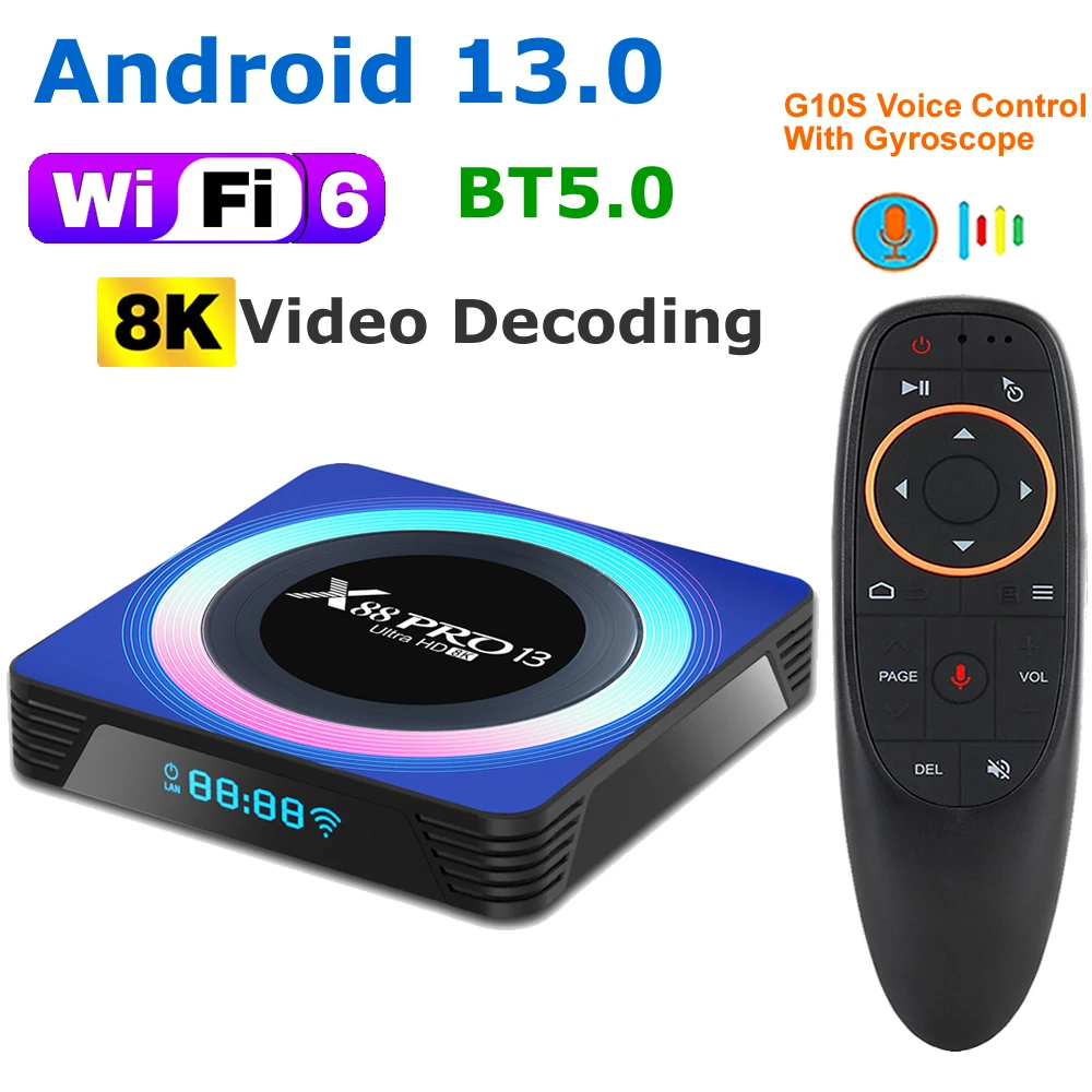 Android 13.0 TV Box X88 Pro 13 Rockchip RK3528 4GB 128GB 64GB 32GB Media Player 8K Video Decoding USB3.0 Wifi6 BT5.0 Set Top Box