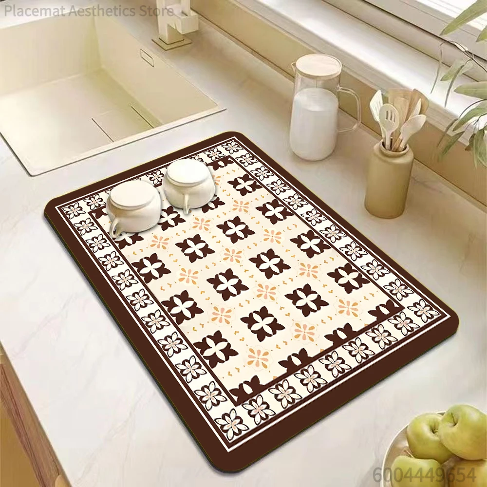 

Dish Drying Mat for Kitchen Counter Absorbent Coffee Bar Mat Dish Drainer Rack Mats for Kitchen Counter Coffee Maker Decoration