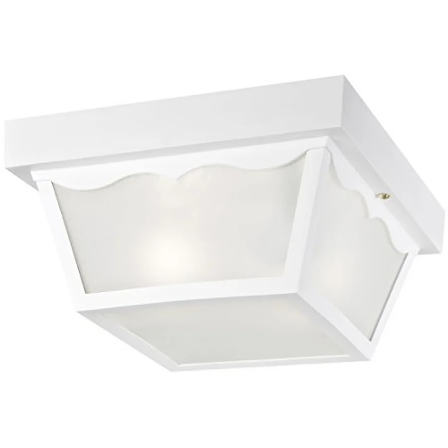 6697600 Traditional Two-Light Outdoor Flush-Mount Fixture, Finish on Polypropylene, Frosted Glass Panels