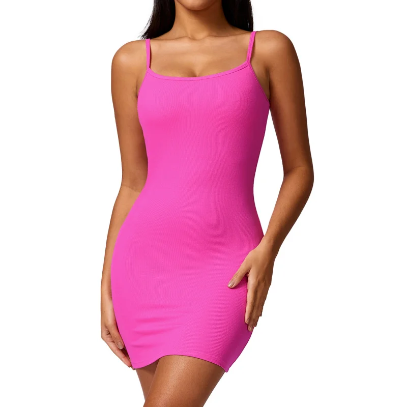 

ZC-Skinny Sheath Sling Dress Women's Chest Pad Pure Desire Base Ride Casual Dress8716