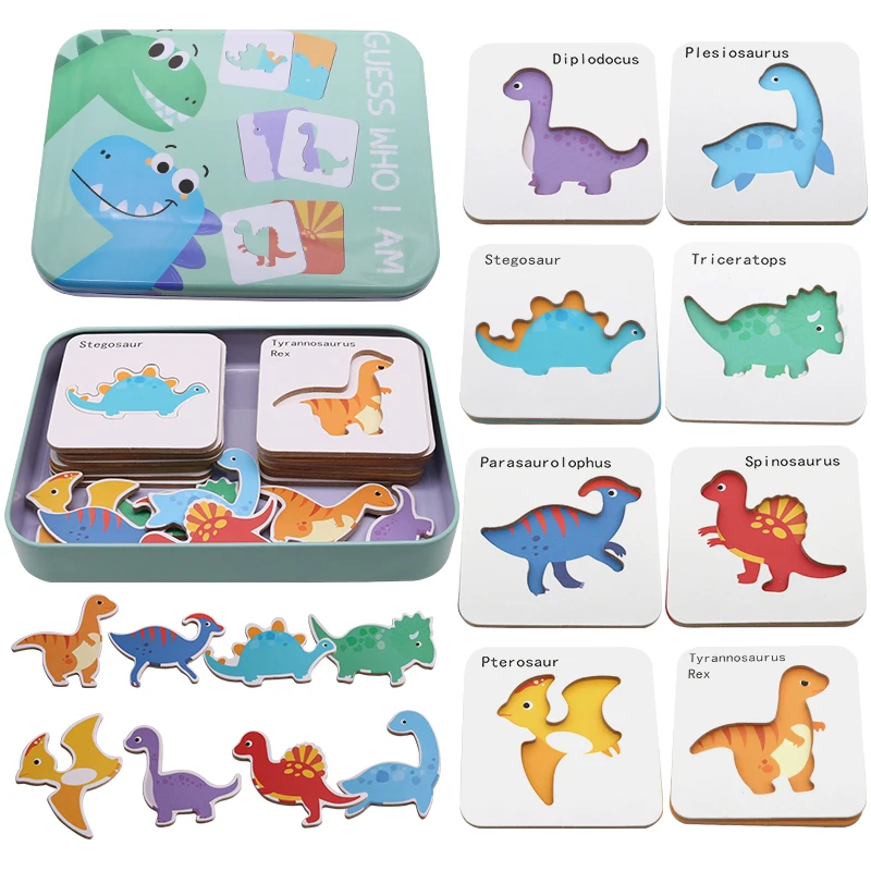 NEW Wooden Toys Pattern Montessori Early Education Sorting Games Animal Dinosaur Puzzle Tangram Toys Gifts for Children