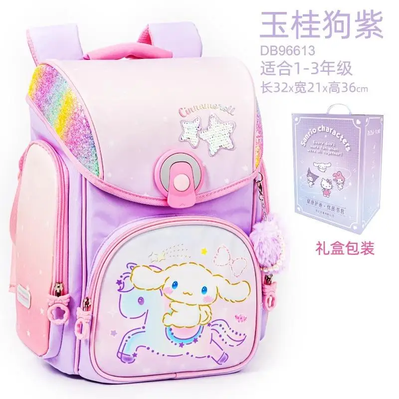 

Sanrios Hello Kittys My Melody Kuromi Schoolbag Children Backpack Flip Cover Academic Atmosphere Cartoon Backpack Festival Gift