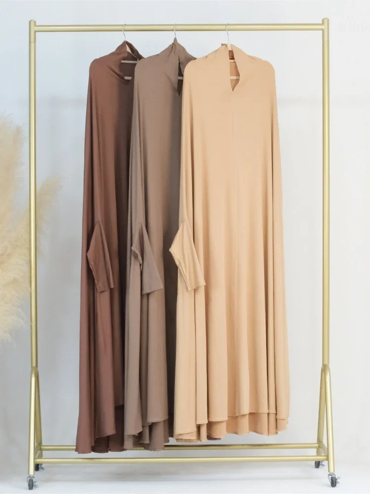 Vestido musulmán con capucha Eid para mujer, prenda de oración Abaya larga Khimar, cubierta completa, vestido de Ramadán, Abayas, ropa islámica,