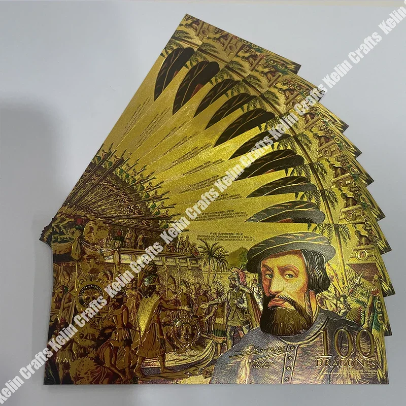 

custom famous Spanish military strategist Hernan Cortes commemorative 100 gold banknote Cards for collection gift