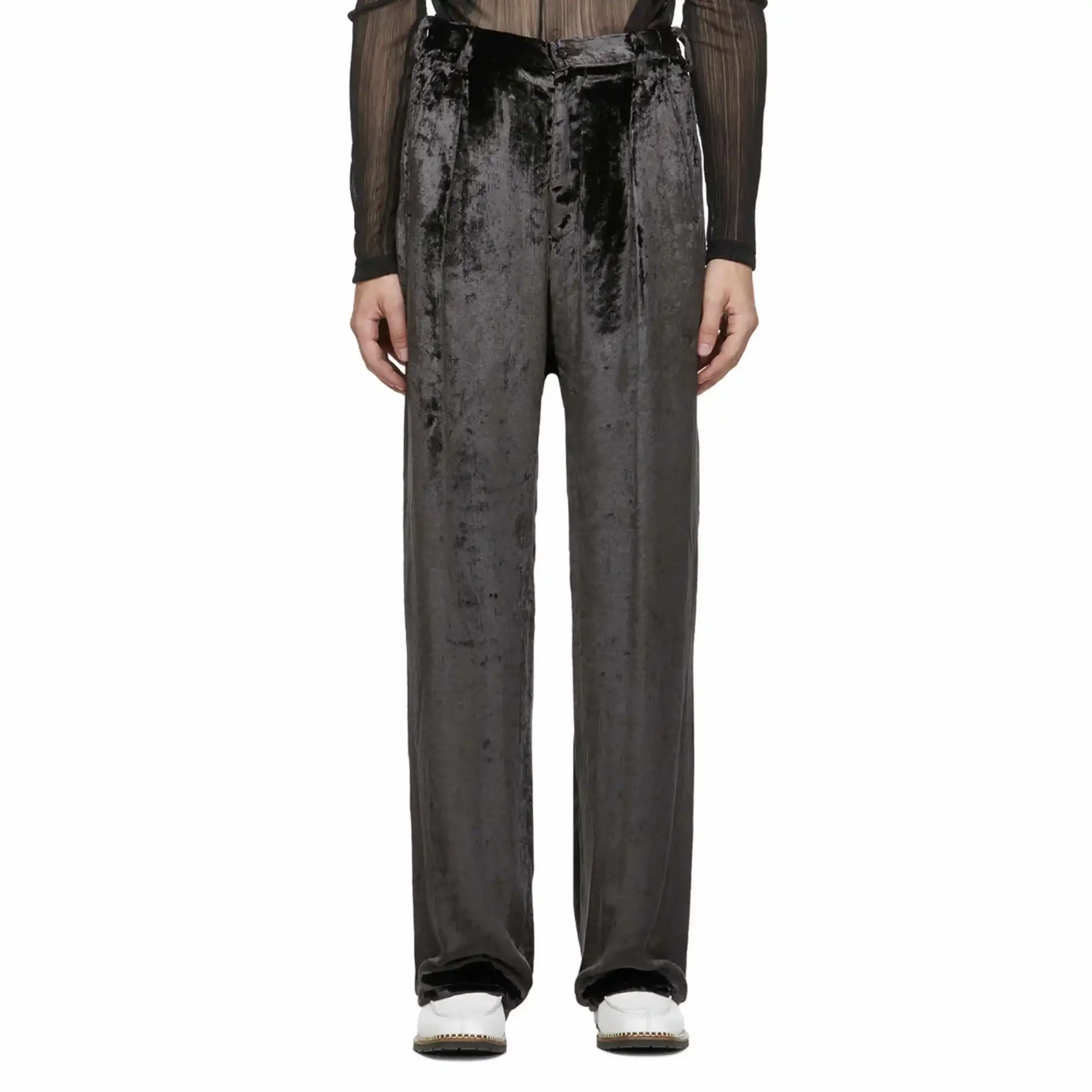 

YOJI OOAK black velvet casual pants Straight leg pants are comfortable and dark with high street chic slacks