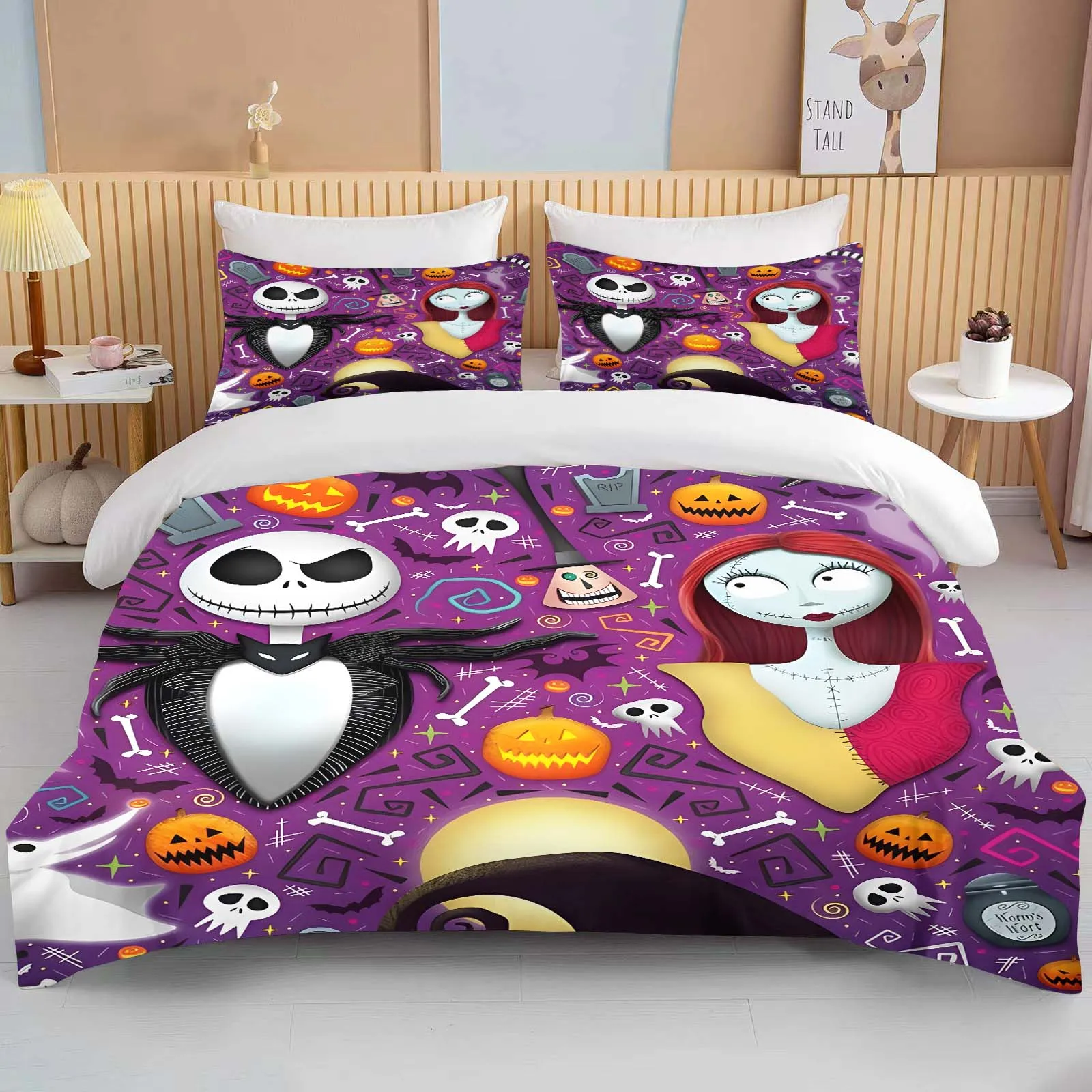 

3D The Nightmare Before Christmas Printed Bedding Set 1 Duvet Cover 2 Pillowcases Adult and Children Bedding Set Multiple Sizes