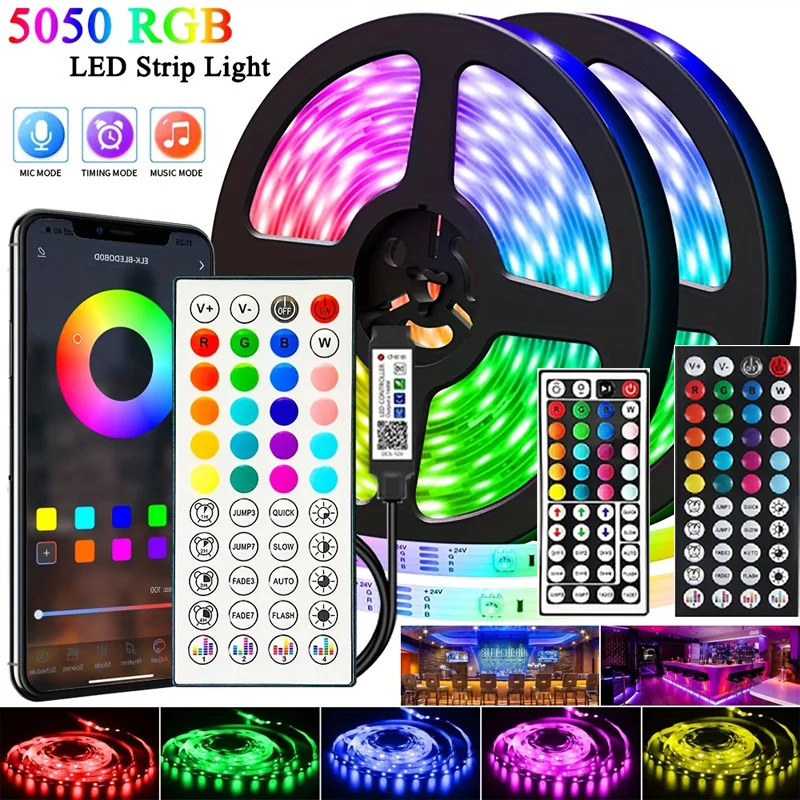 

SMD5050 TV backlight DC5V LED light strip 44-key Bluetooth control music mode room decoration neon light tiralineas