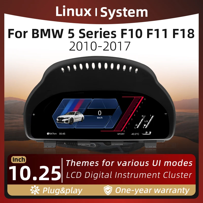 Digital Dashboard For BMW 5/6/7 Series,X3/X4/X5/X6 (F01F07F10F15F16F18F25F26)Odometer,Speedometer,Dashboard Carplya Android Auto