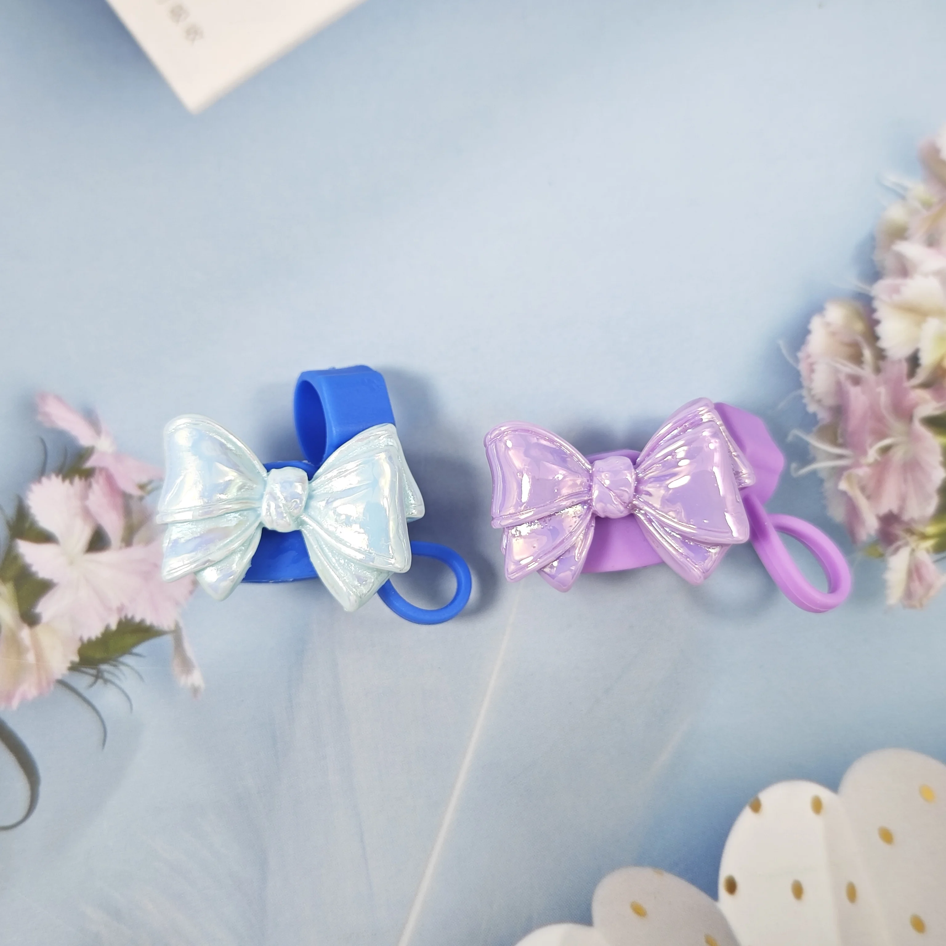 Cute Bow Straw Cap Dust Stopper Recyclable Straw Cap