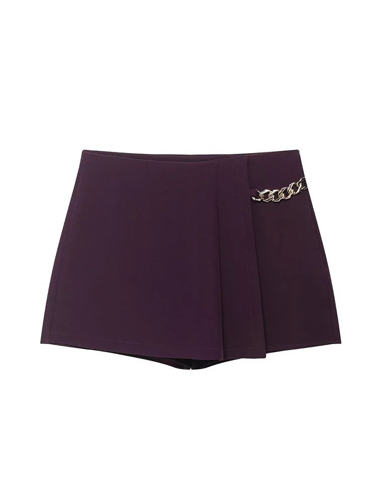 المرأة واسعة مطوي السراويل الخريف والشتاء جديد الجانب سستة عالية الخصر سراويل قصيرة الإناث شيك الشارع الشهير السراويل التنانير