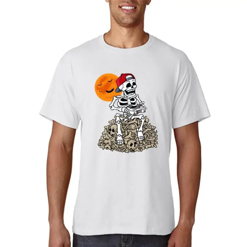 

Women's loween Skull Print T-irt 90s Faion Top Cusizable Hand-Painted Design Cus Clothing Service