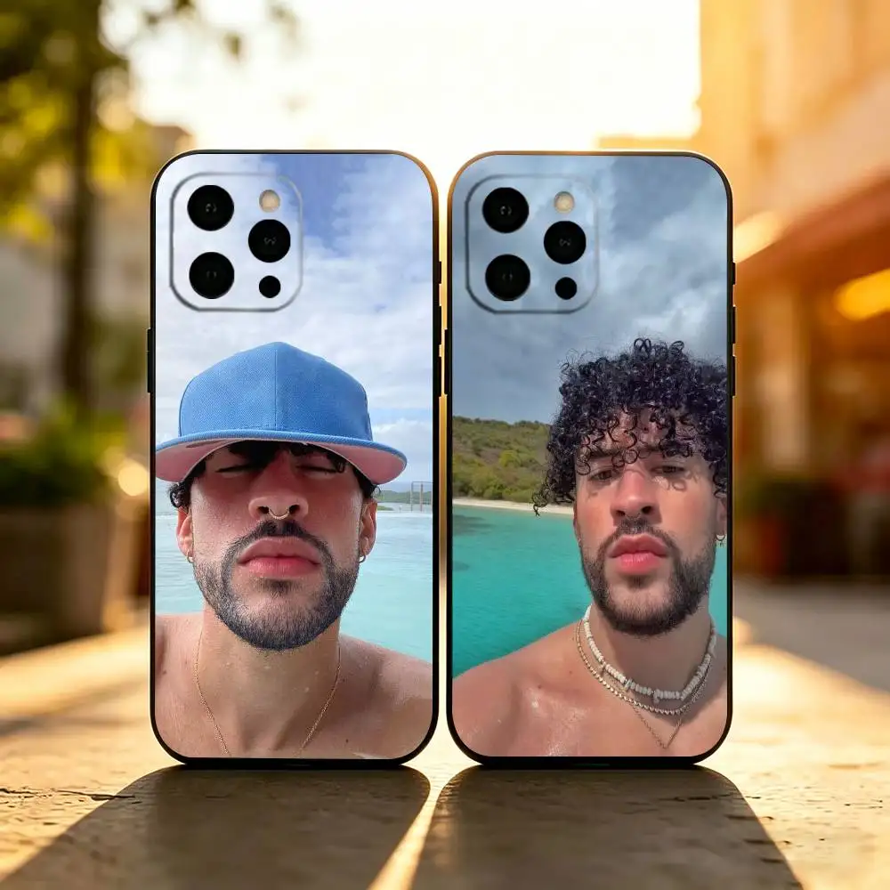 

Reggaeton Singer Bad Bunny Phone Case For iPhone 17,16,15,14,13,12,11 Plus,Pro Max,XS,Soft Silicone Black Cover
