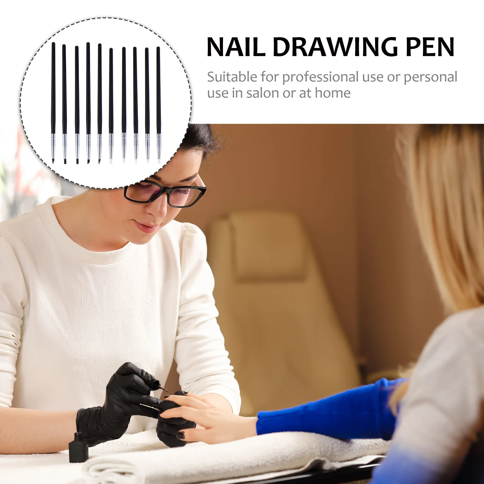 10-teiliges Silikon-Nagel-Stylus-Set mit feiner Spitze, Nagelkunst-Stifte für präzise Punktierung, Linie, Arbeit, Maniküre, Dekoration, DIY-Set