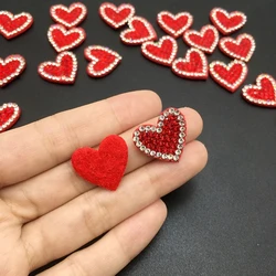 50 pz 20*19mm cuore imbottito colorato per abbigliamento patch cuore strass fai da te copricapo fermagli per capelli fiocco Decor Appliques