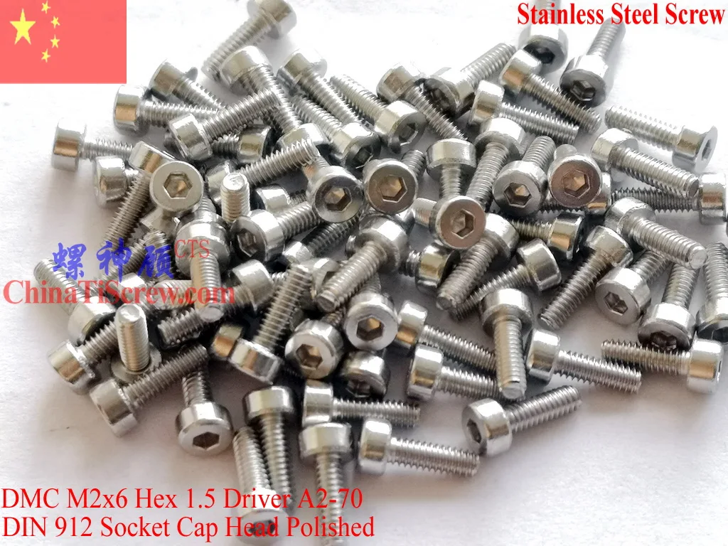 DIN 912 Stainless Steel M2 screws M2x3 M2x22 M2x25 M2x4 M2x5 M2x6 M2x8 M2x9 M2x10 M2X12 M2x14 M2x16 M2x18 M2x20 Polished 100pcs