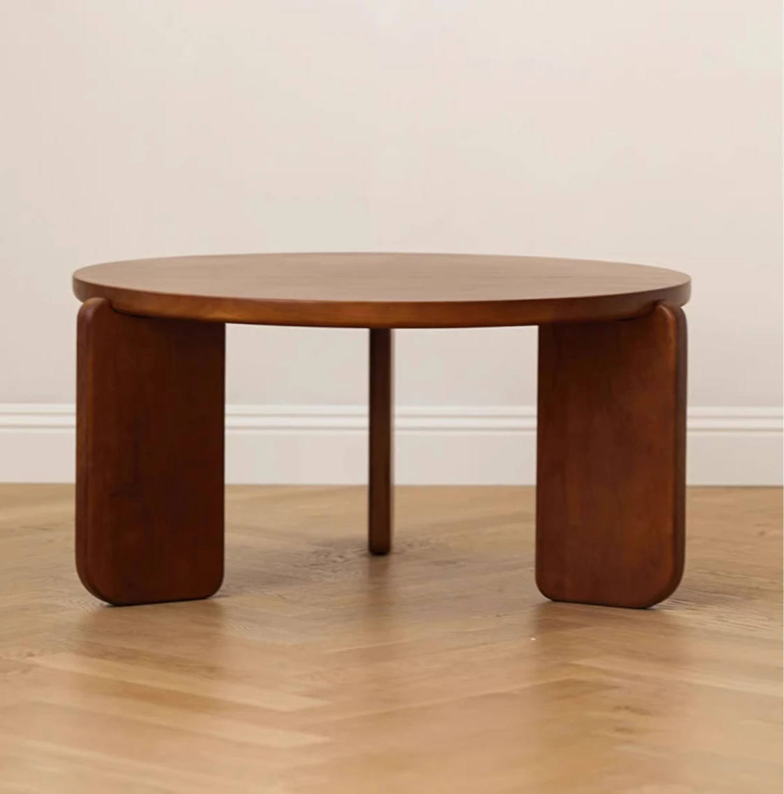 

North American cherry wood teak color medieval coffee table living room round coffee table low table