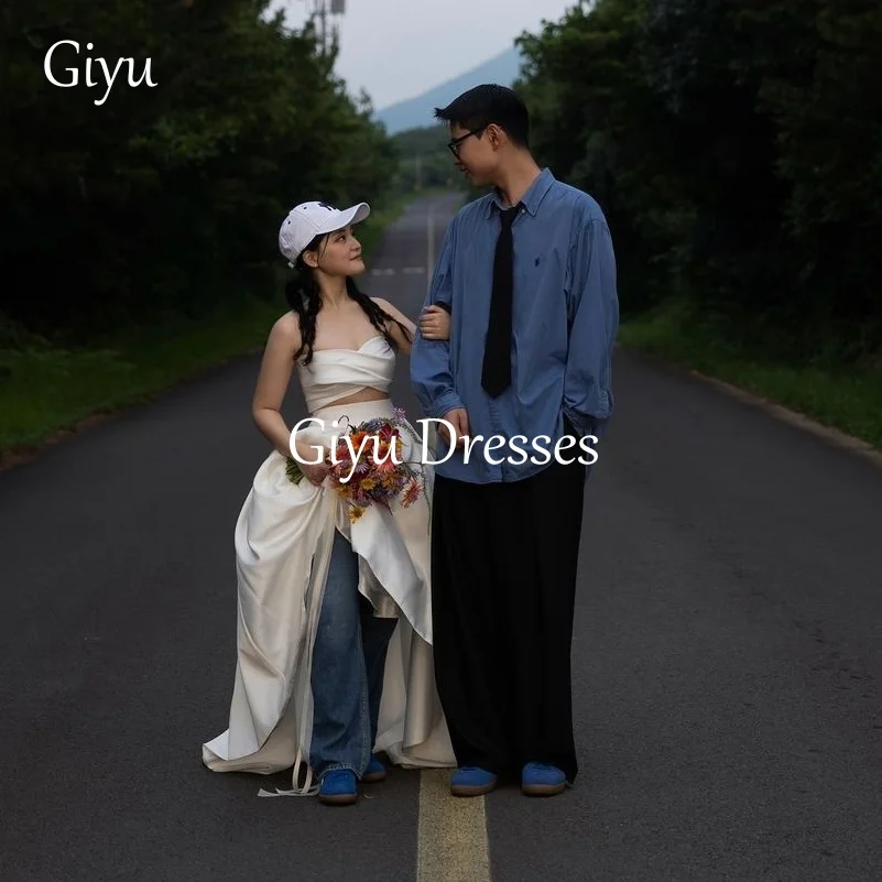 

Giyu Simple Two Piece Wedding Dresses Sweetheart Offer Corset vestidos de novia Front Short Back Bridal Gowns Customized