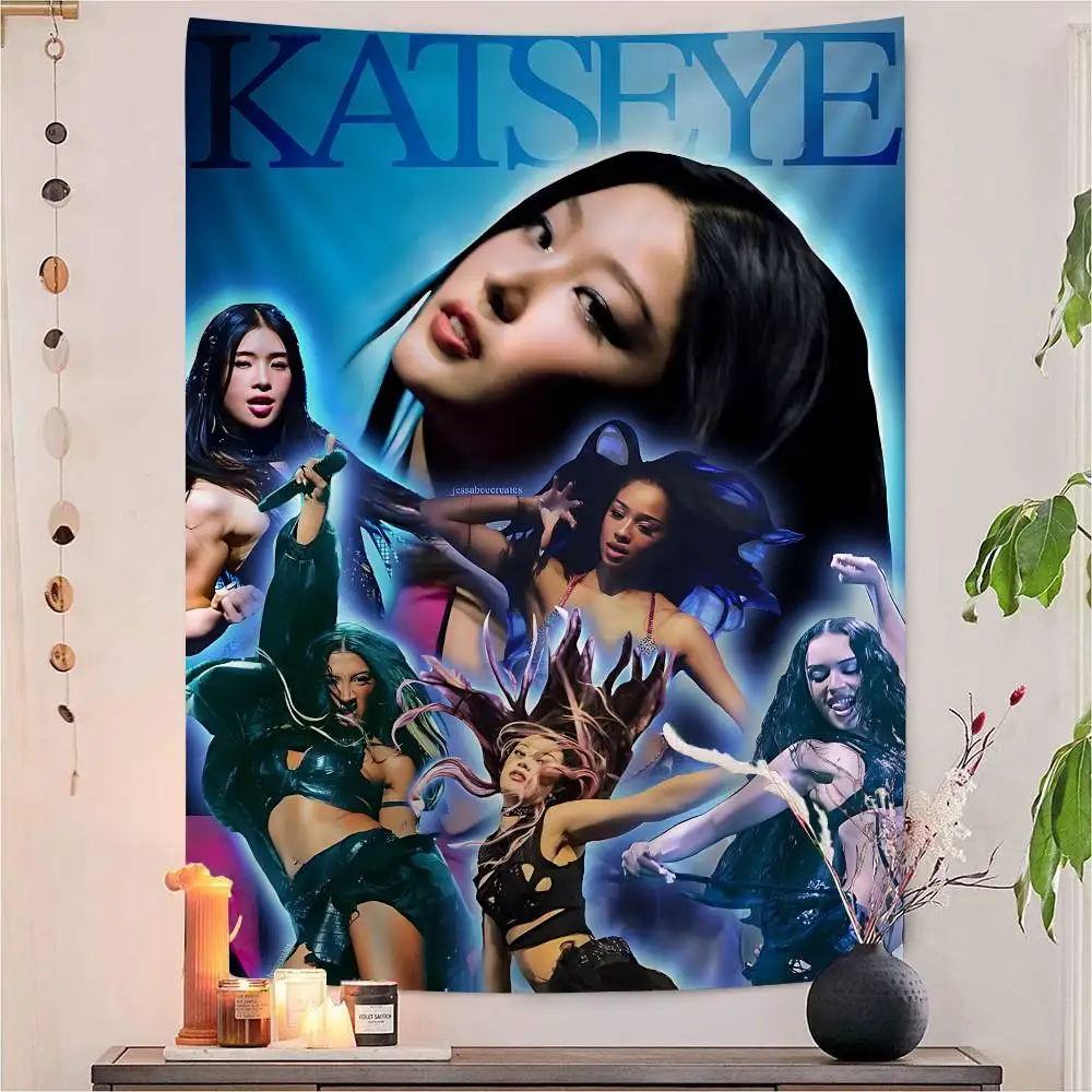 Kpop Band K-Katseyes Cartoon Tapestry Art Science Fiction Room Home Decor Wall Hanging Sheets