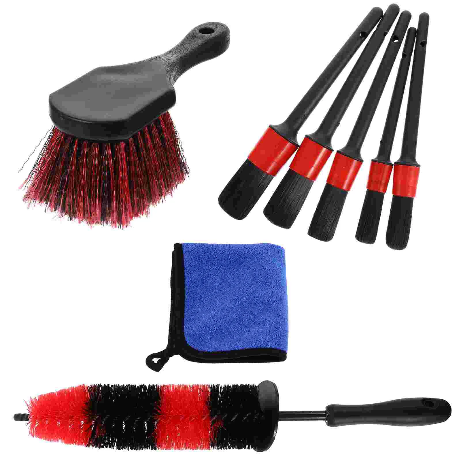 8 Pcs Car Cleaning Brush Wheel Supplies for Wheels Suite Detailing Tools Wash Kit Tire Non-woven Fabric Abs