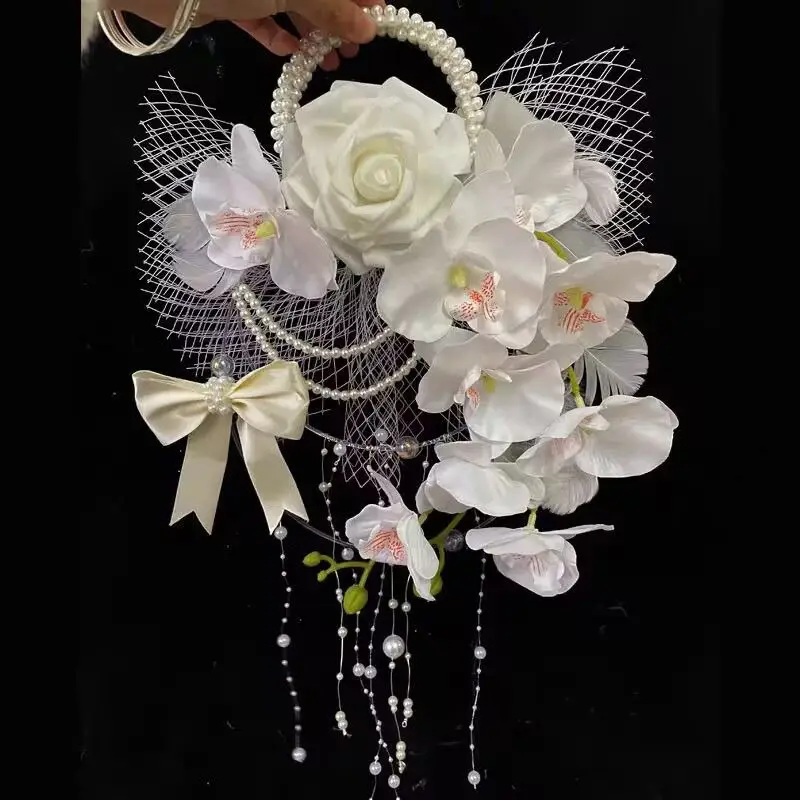 Wedding Bridal Bouquet Pearl Twisted Tassel Flower Finished Packaging Wedding Supplies Wedding Bridal Bouquet