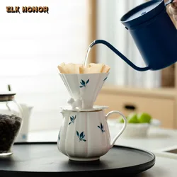 Hand-painted Butterfly Orchid Coffee Cone Shape Drip Hand Brewing Coffee Filter Funnel Cup Coffee Dripper Pour Over Barista Mugs