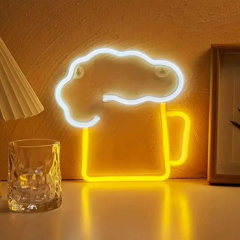 Imagem -02 - Neon Beer Signs For Man Caverna Light up Sign Parede Led Presente para o Marido Garagem Pátio Casa Bar Café Pub Discoteca