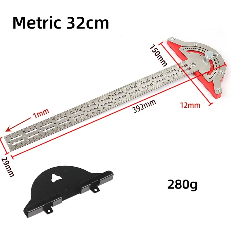 Metryczna linijka krawędziowa do obróbki drewna 20/32/45cm wielofunkcyjna linijka konstrukcyjna 0-70 stopni regulowany kąt kątomierza