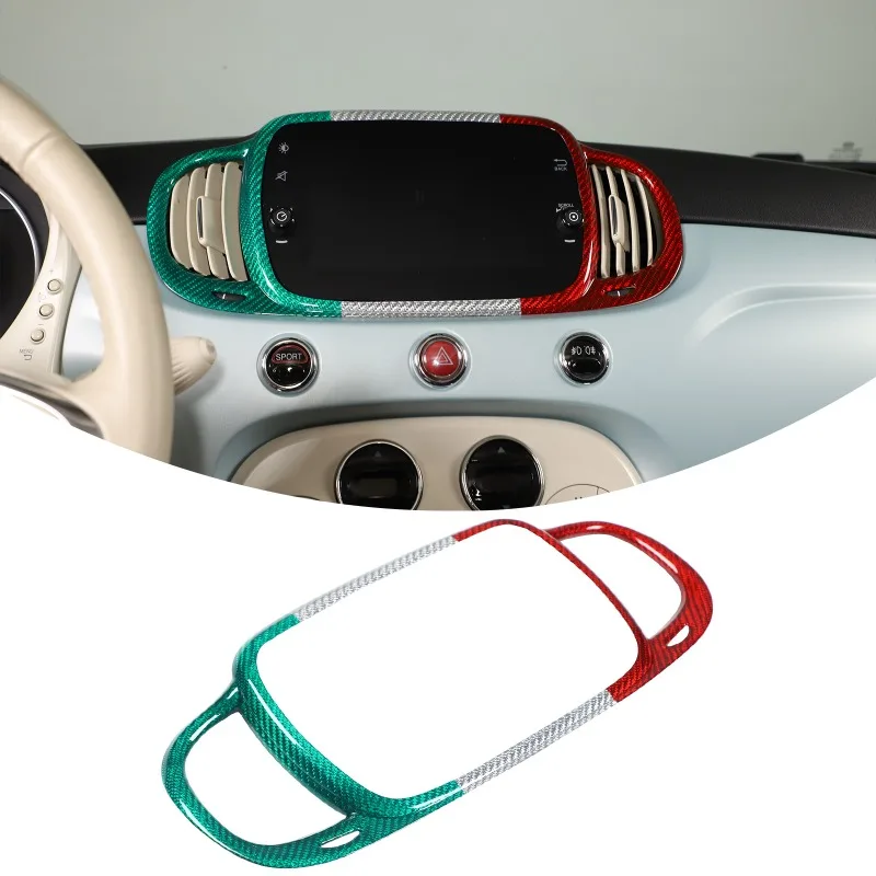 

Real Carbon Fiber For 2016-2026 Fiat 500 Center Control Panel Air Vent Frame TrimSticker Car Interior Accessories